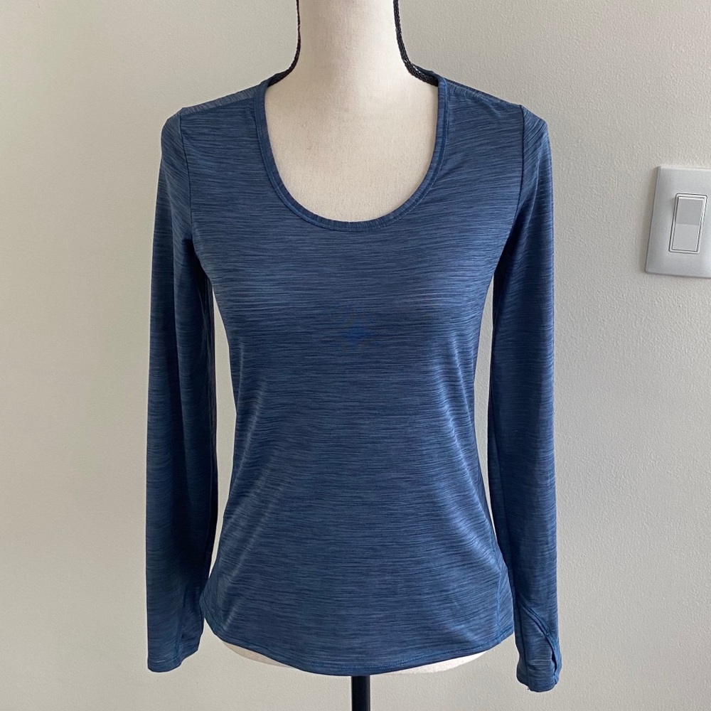 Athlete Blue Scoop Neck Performance Top